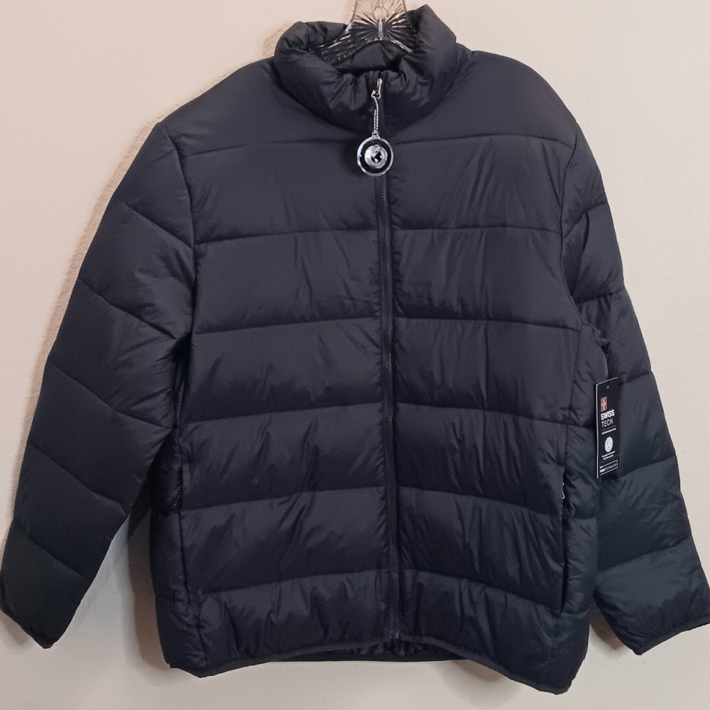 NWT Swiss Tech Down Puffer Jacket XL Gray Ski Snow Winter Outdoor Packable